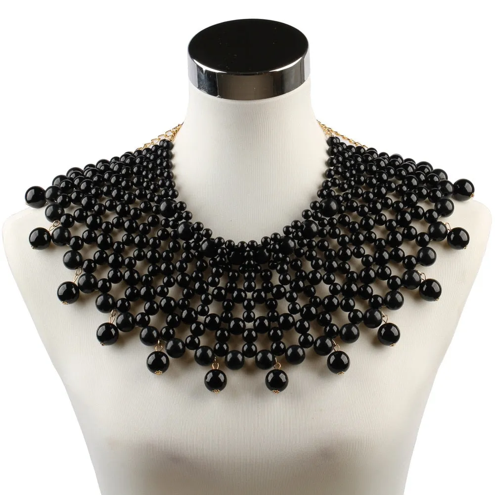Big Chunky Ball Beaded Maxi Choker Collar Pendant Necklace for Women Brand Handmade Chain Metal Statement Bead Necklace