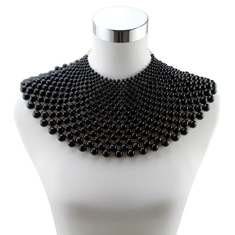Big Chunky Ball Beaded Maxi Choker Collar Pendant Necklace for Women Brand Handmade Chain Metal Statement Bead Necklace