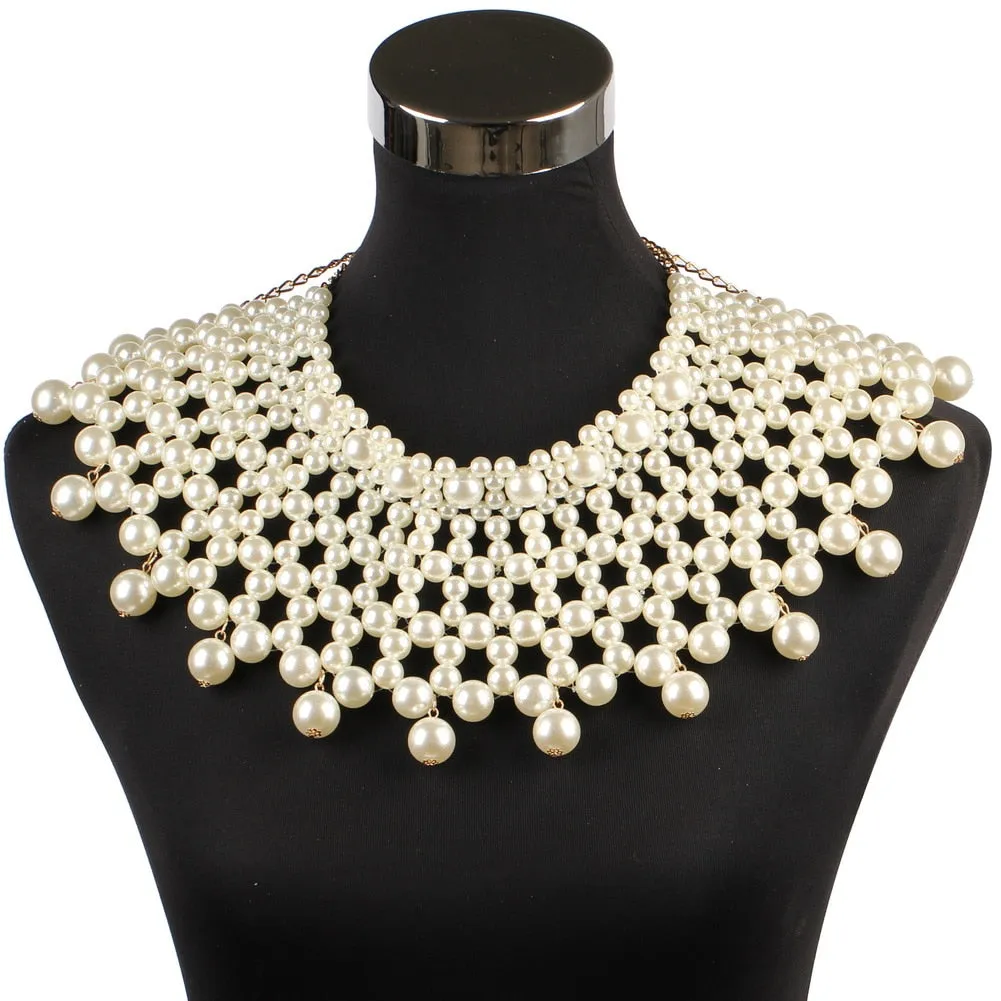 Big Chunky Ball Beaded Maxi Choker Collar Pendant Necklace for Women Brand Handmade Chain Metal Statement Bead Necklace