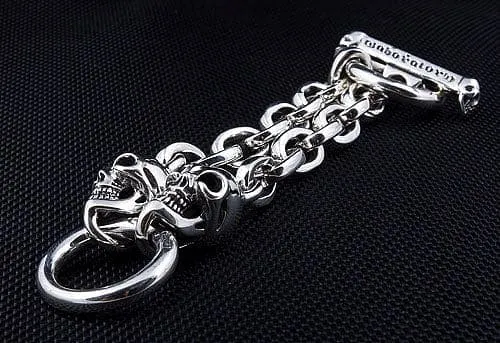 Biker Skull 925 Sterling Silver Chain Men's Bracelet