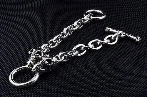 Biker Skull 925 Sterling Silver Chain Men's Bracelet