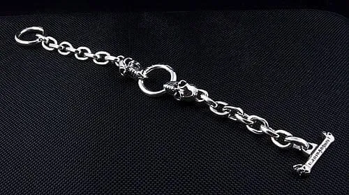 Biker Skull 925 Sterling Silver Chain Men's Bracelet