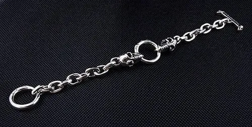 Biker Skull 925 Sterling Silver Chain Men's Bracelet