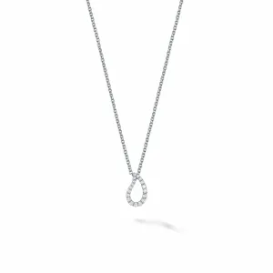 Birks 18K White Gold Open Petale Drop Diamond Necklace