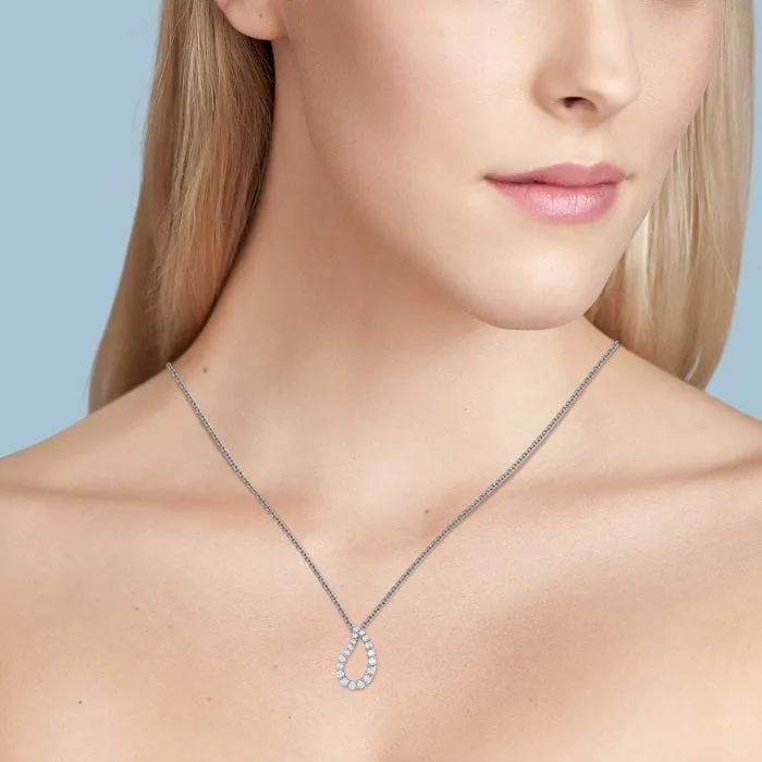 Birks 18K White Gold Open Petale Drop Diamond Necklace