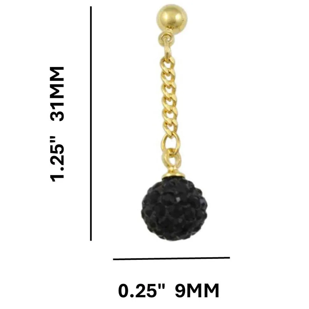Black 6MM Crystal Ball Dangling Earring - REC422J
