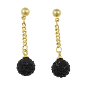 Black 6MM Crystal Ball Dangling Earring - REC422J