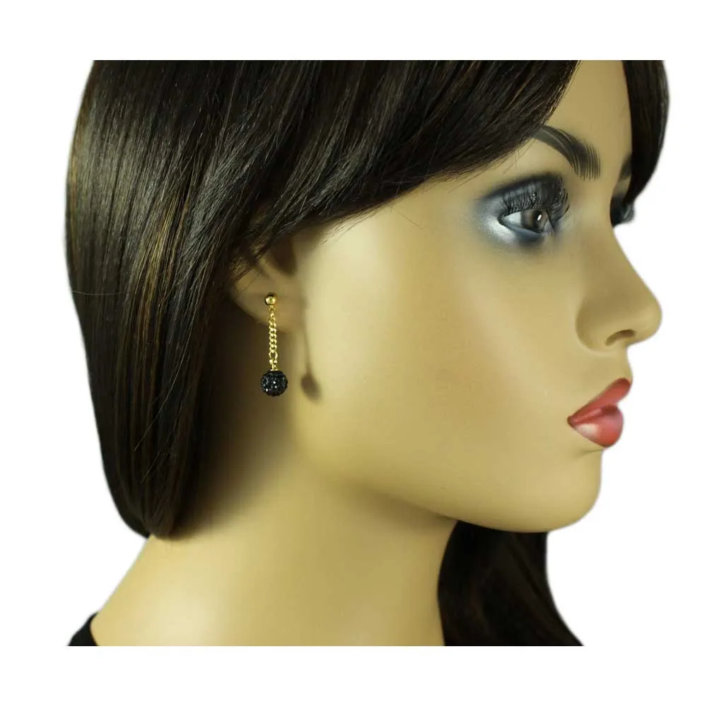 Black 6MM Crystal Ball Dangling Earring - REC422J