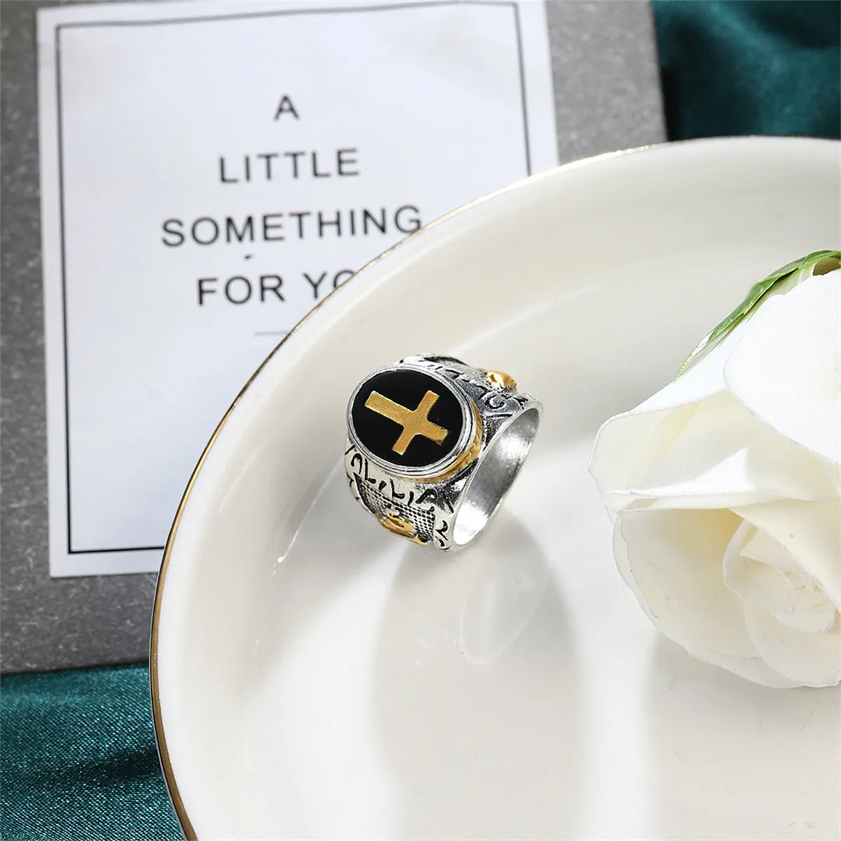 Black & Two-Tone Engraved Cross Band