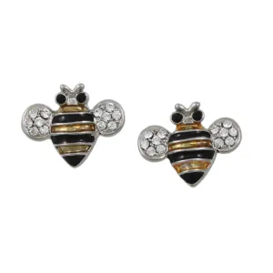 Black and Gold Enamel Bee Clip Earring - REE141C