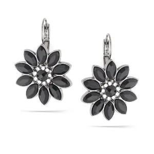BLACK AND WHITE FLOWER  EARRINGS #255BK3101 (1B11/9A2)