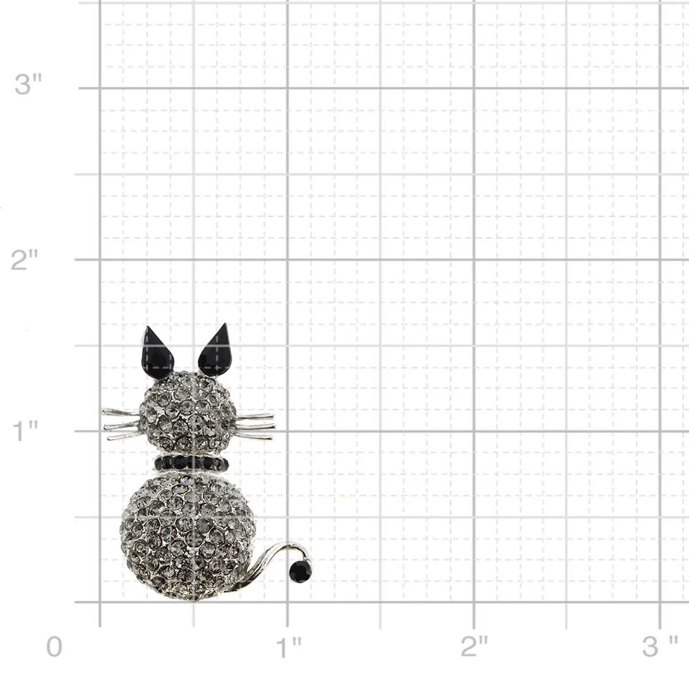 Black Cat Kitty Crystal Pin Brooch