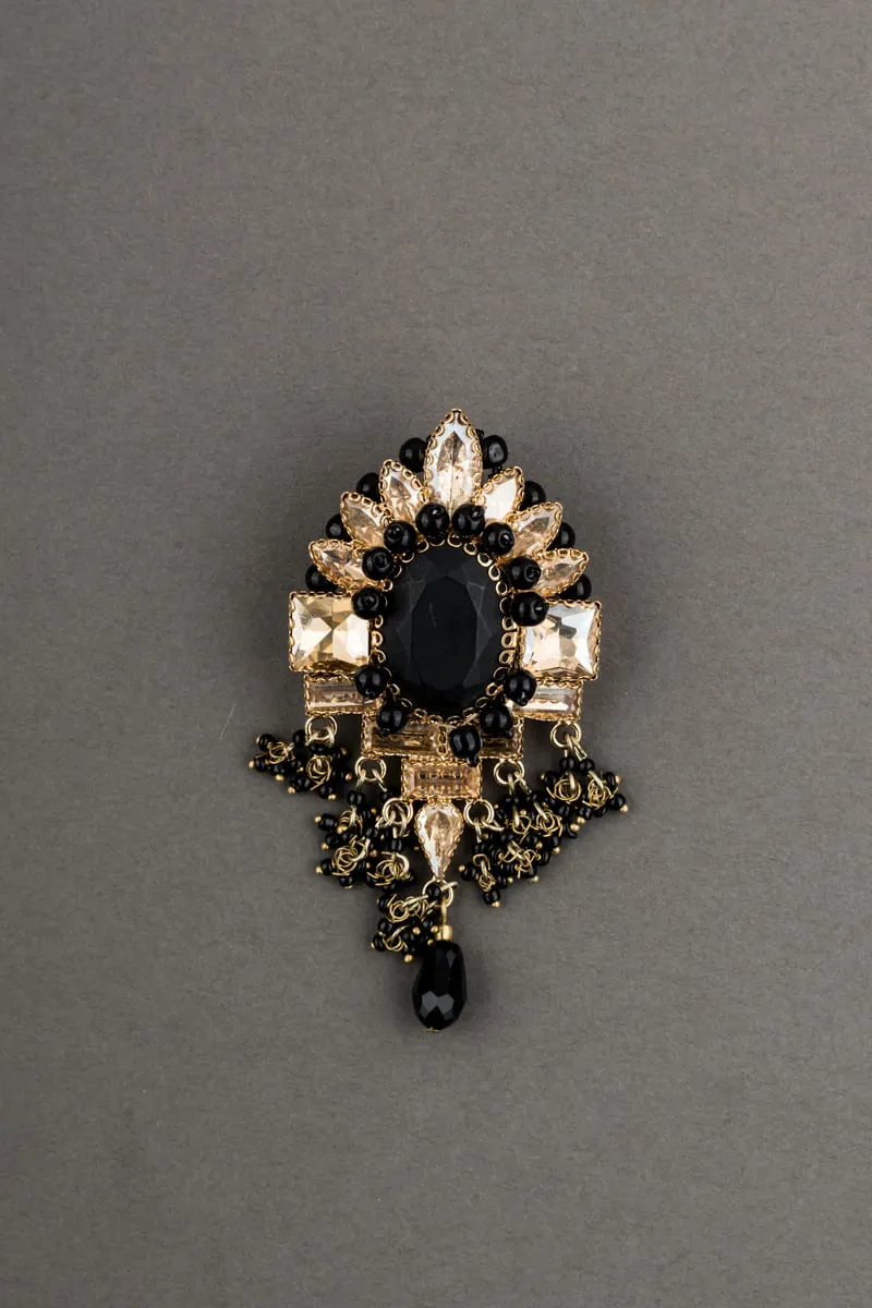 Black Crystal Brooch