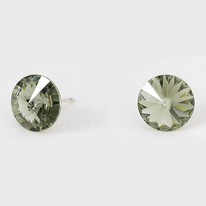 Black Diamond Small Round Crystal Stud Earrings | 10mm = 0.39" | 123267