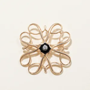 Black Enamel & Diamond Brooch | 0.04ct |