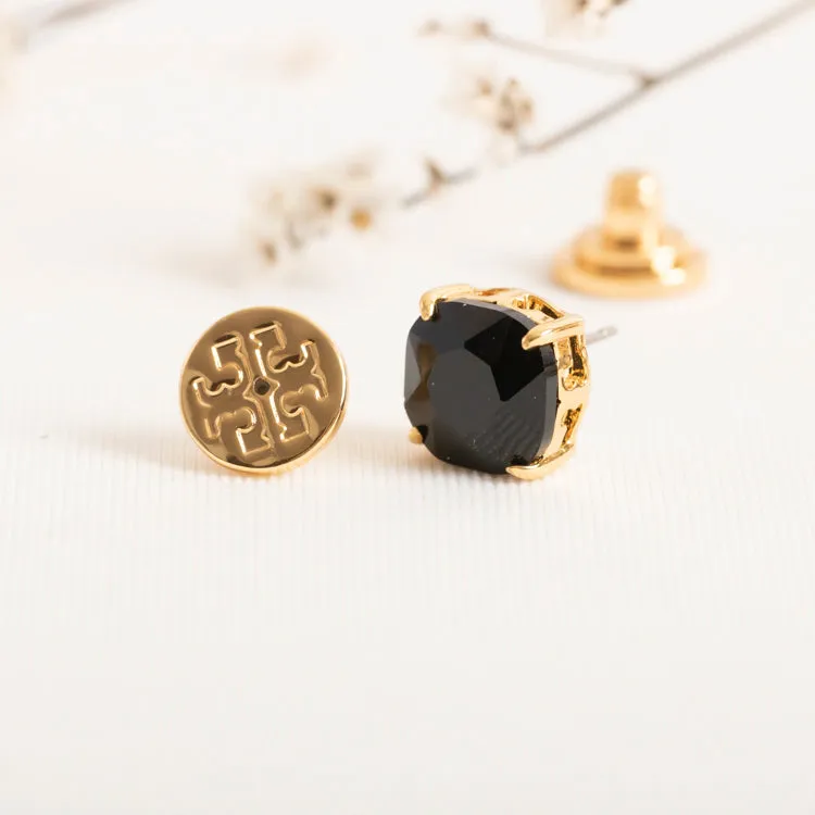 Black Set Crystal Stud Earrings
