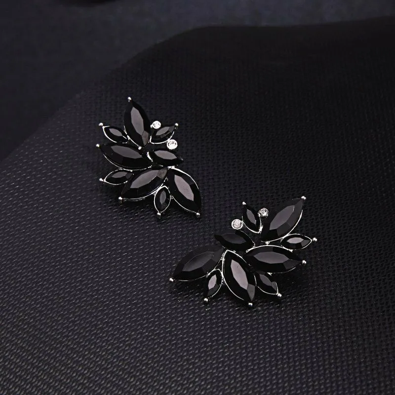 Black Wing Angel Crystal Earrings