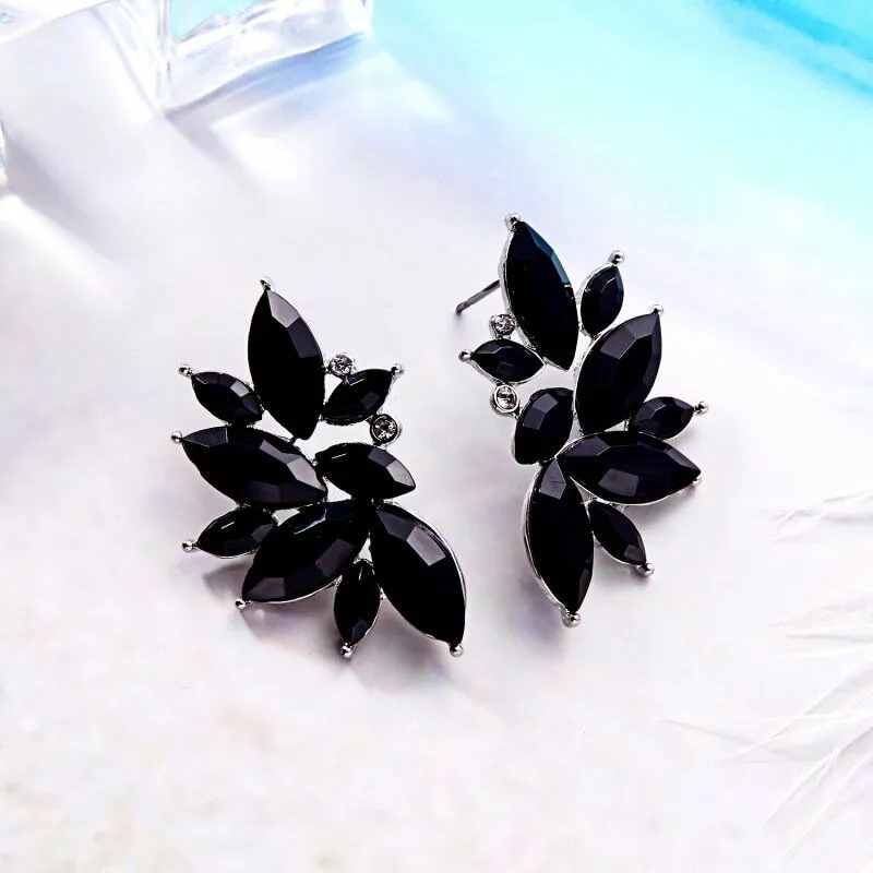 Black Wing Angel Crystal Earrings