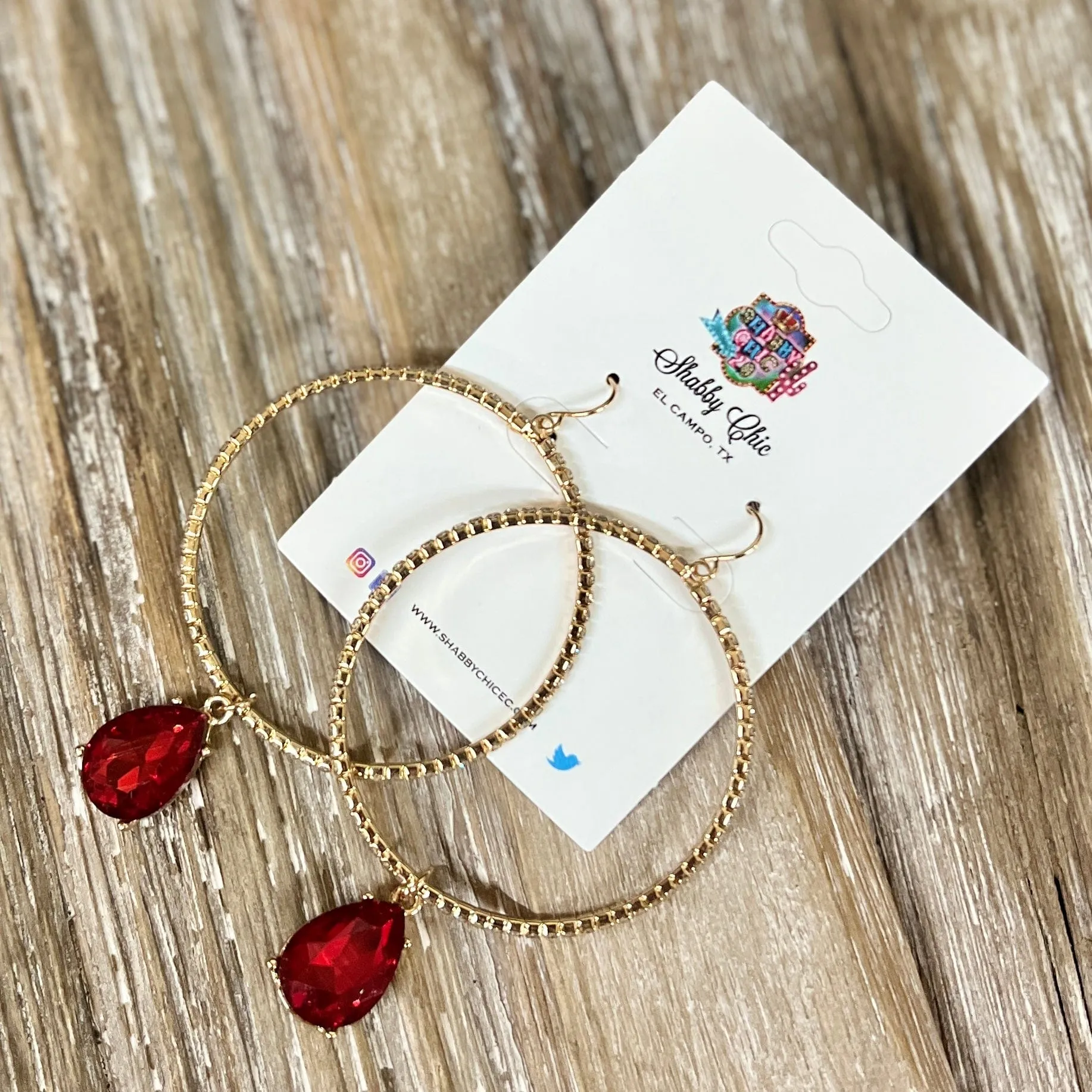 Bling Around the Tear Drop Earrings - Red