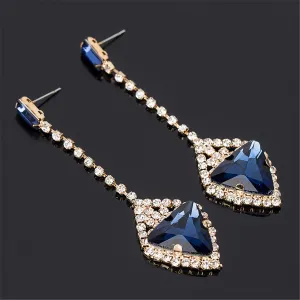 Blue Crystal & Cubic Zirconia Drop Earrings