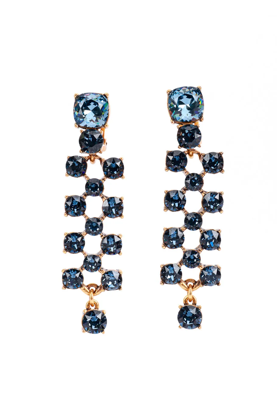 Blue Crystal Lattice Drop Earrings
