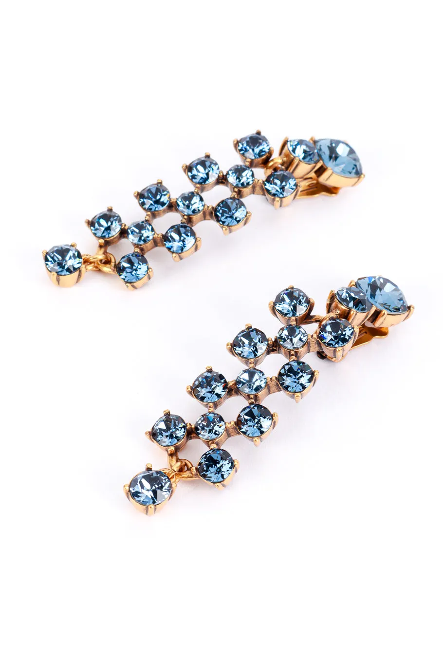 Blue Crystal Lattice Drop Earrings