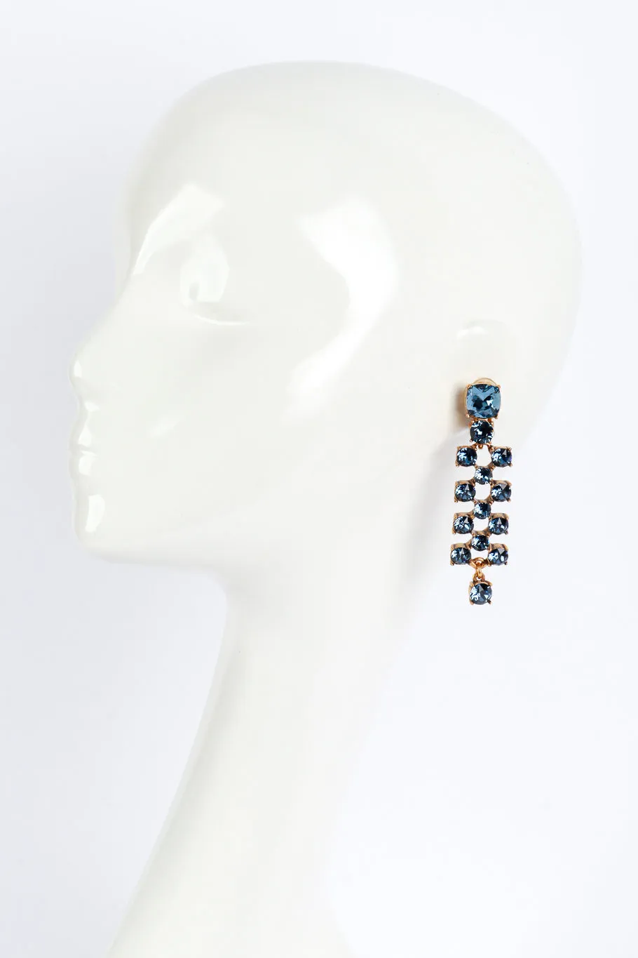 Blue Crystal Lattice Drop Earrings