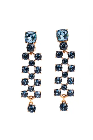 Blue Crystal Lattice Drop Earrings