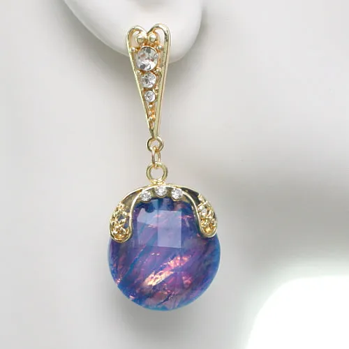 Blue Iridescent Large Gemstone Post Earrings
