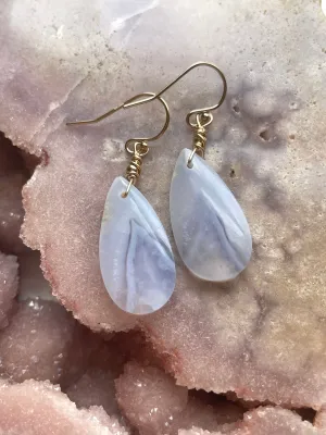 Blue Lace Agate Earrings Gold filled