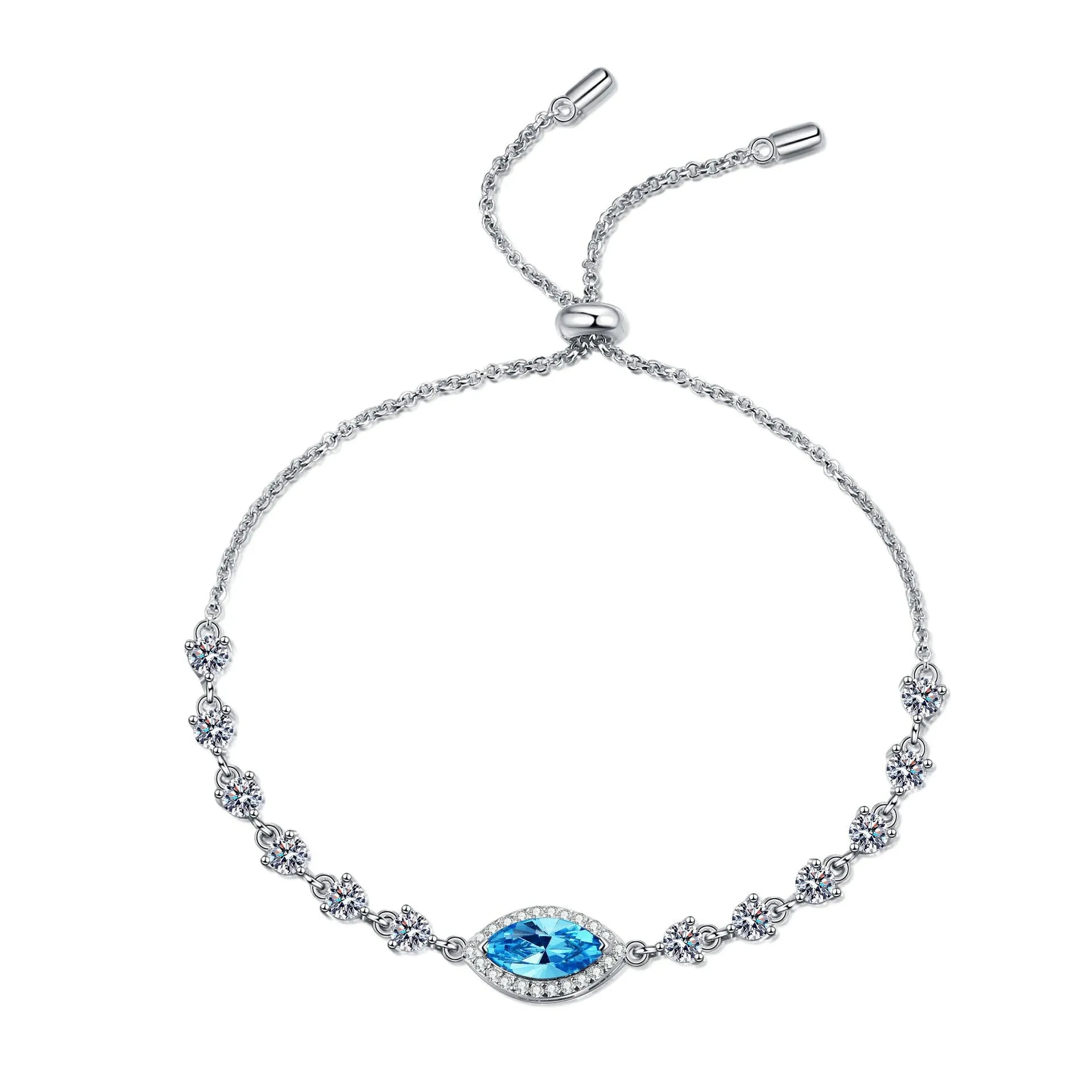 Blue Moissanite Diamond|Oval Shape Stone Bracelets-BM017