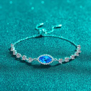Blue Moissanite Diamond|Oval Shape Stone Bracelets-BM017