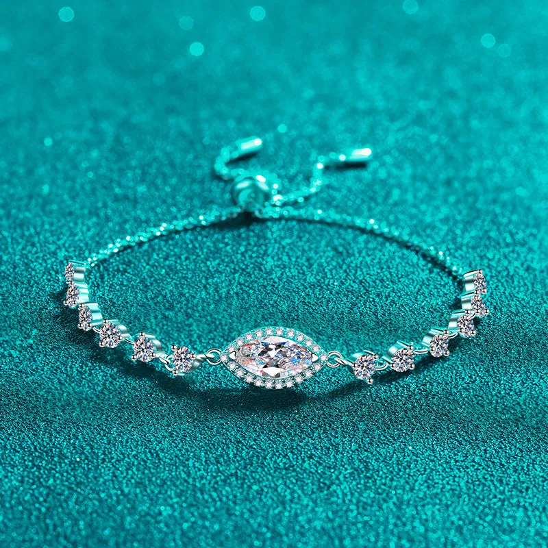 Blue Moissanite Diamond|Oval Shape Stone Bracelets-BM017
