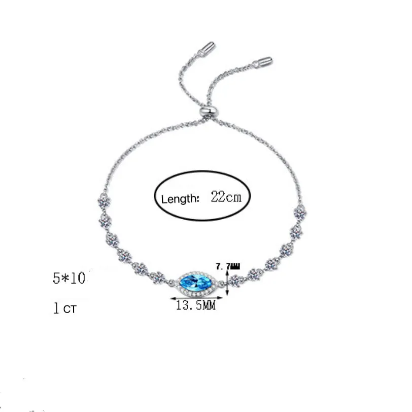 Blue Moissanite Diamond|Oval Shape Stone Bracelets-BM017