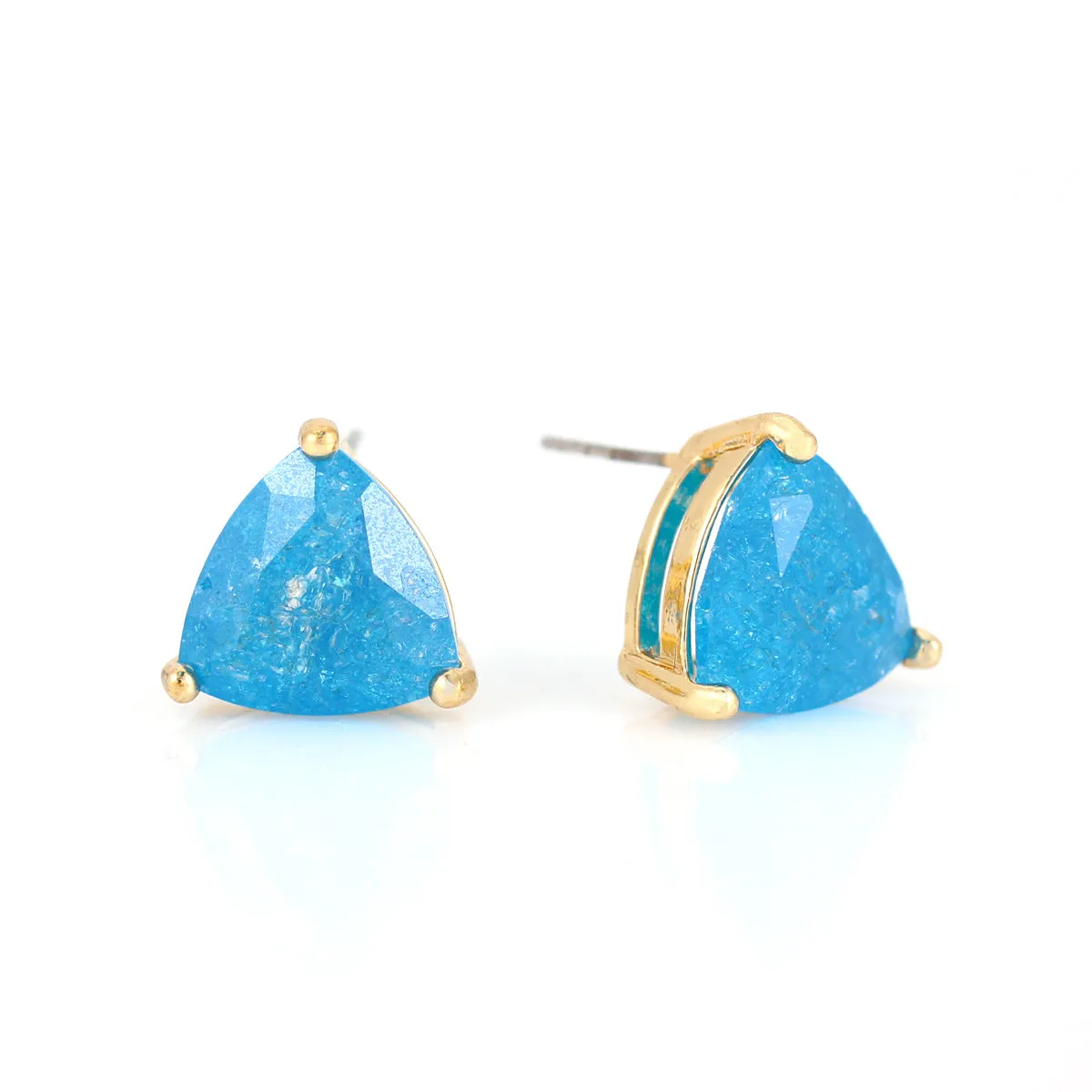 BLUE TRIANGLE CRYSTAL STUD  EARRINGS #GFE1622D (TB21)