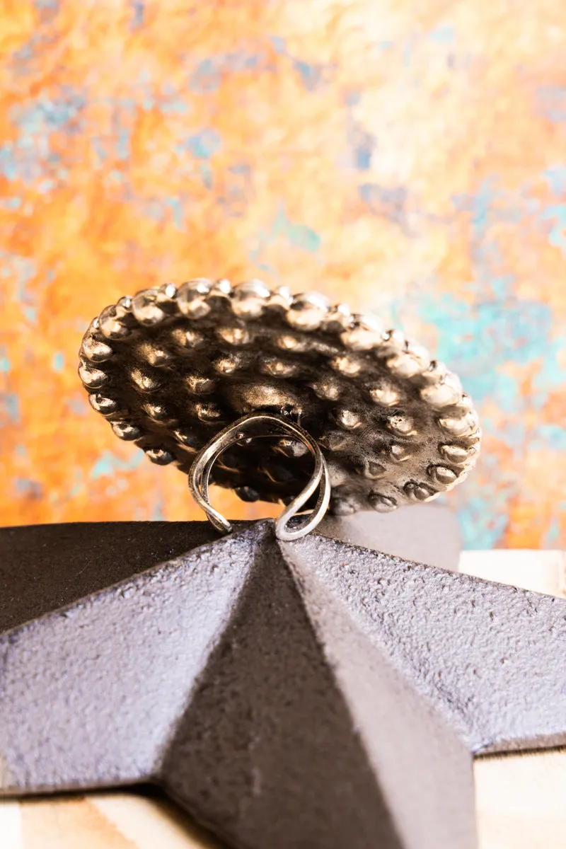 Bold and Brilliant Iridescent Crystal Large Disk Cuff Ring