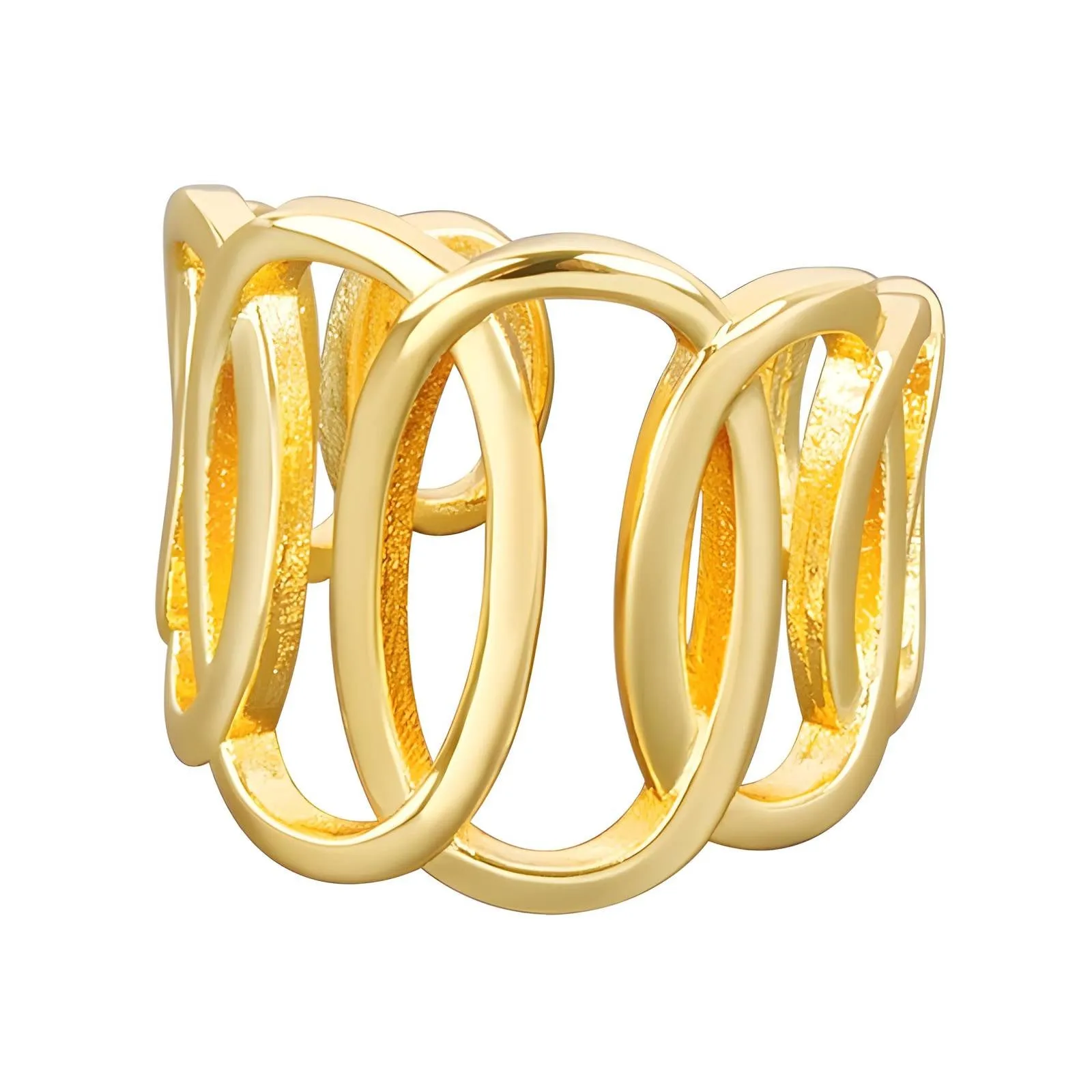 Bold Oval Cage Band Ring – Sculptural 18K Gold
