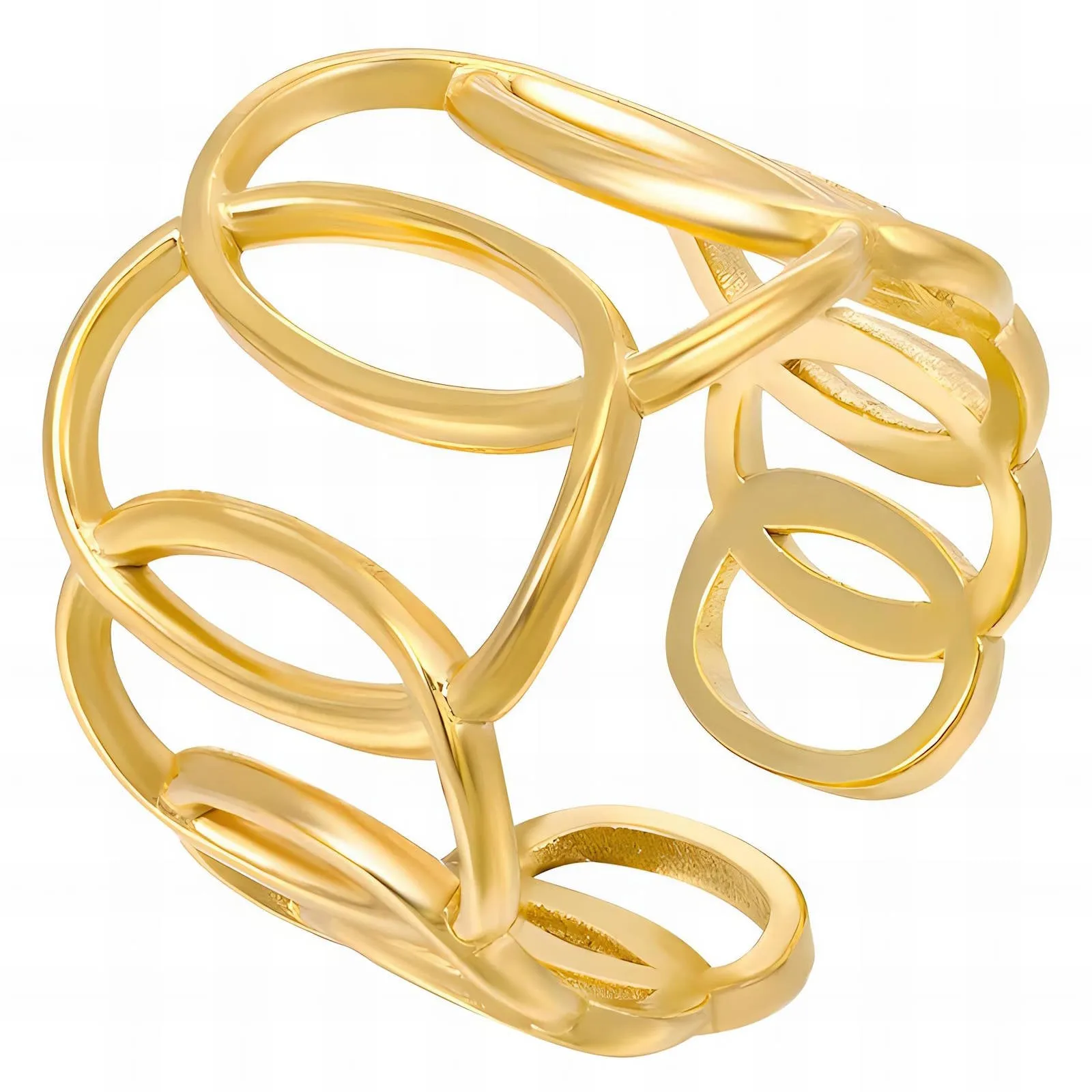 Bold Oval Cage Band Ring – Sculptural 18K Gold