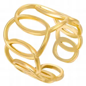 Bold Oval Cage Band Ring – Sculptural 18K Gold