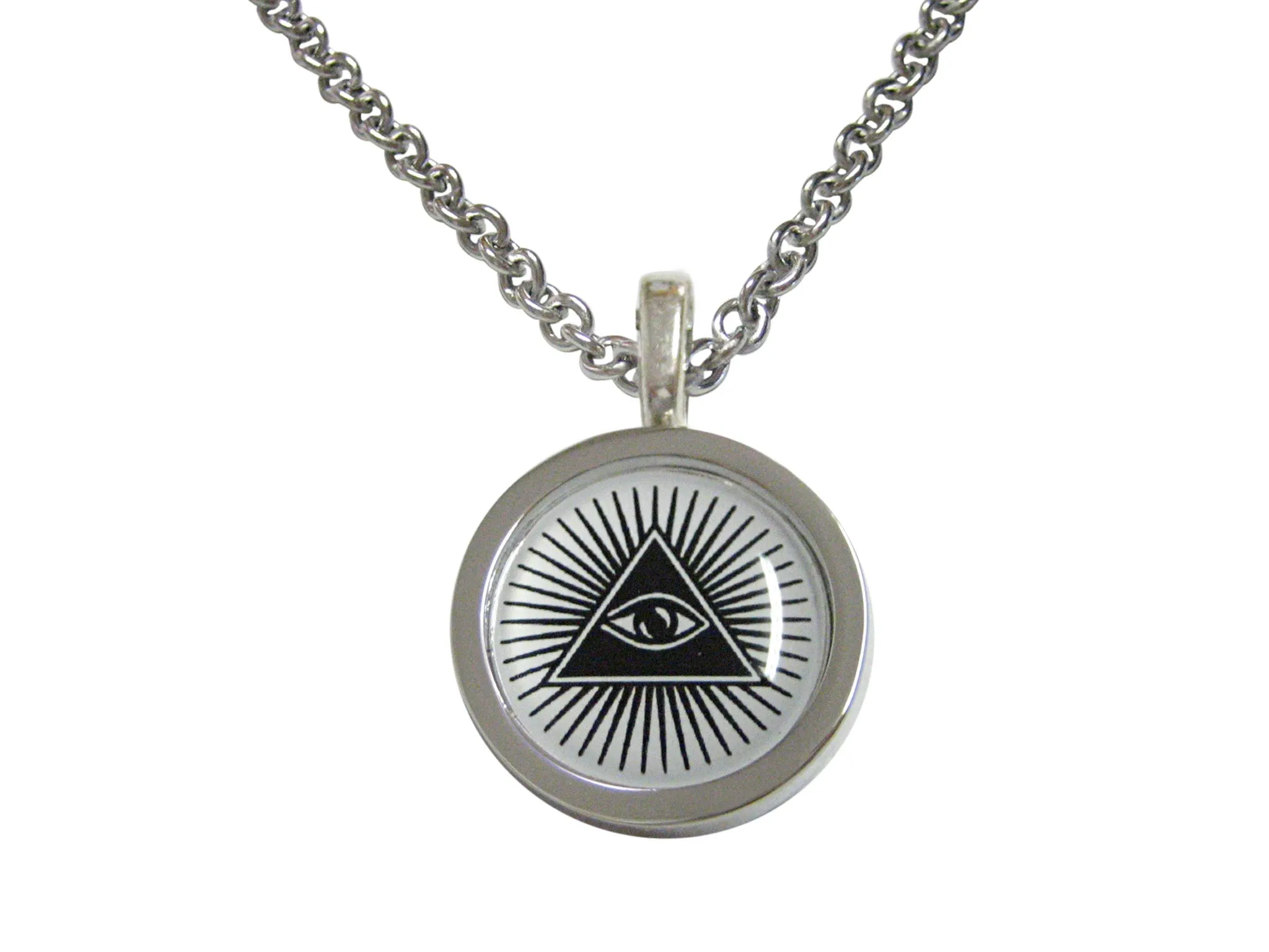 Bordered All Seeing Eye Pyramid Pendant Necklace