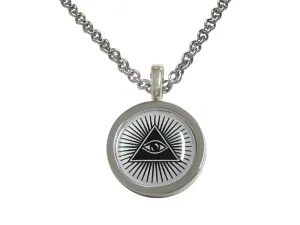 Bordered All Seeing Eye Pyramid Pendant Necklace