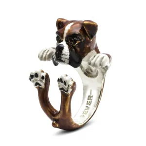 Boxer Sterling Silver & Enamel Hug Ring