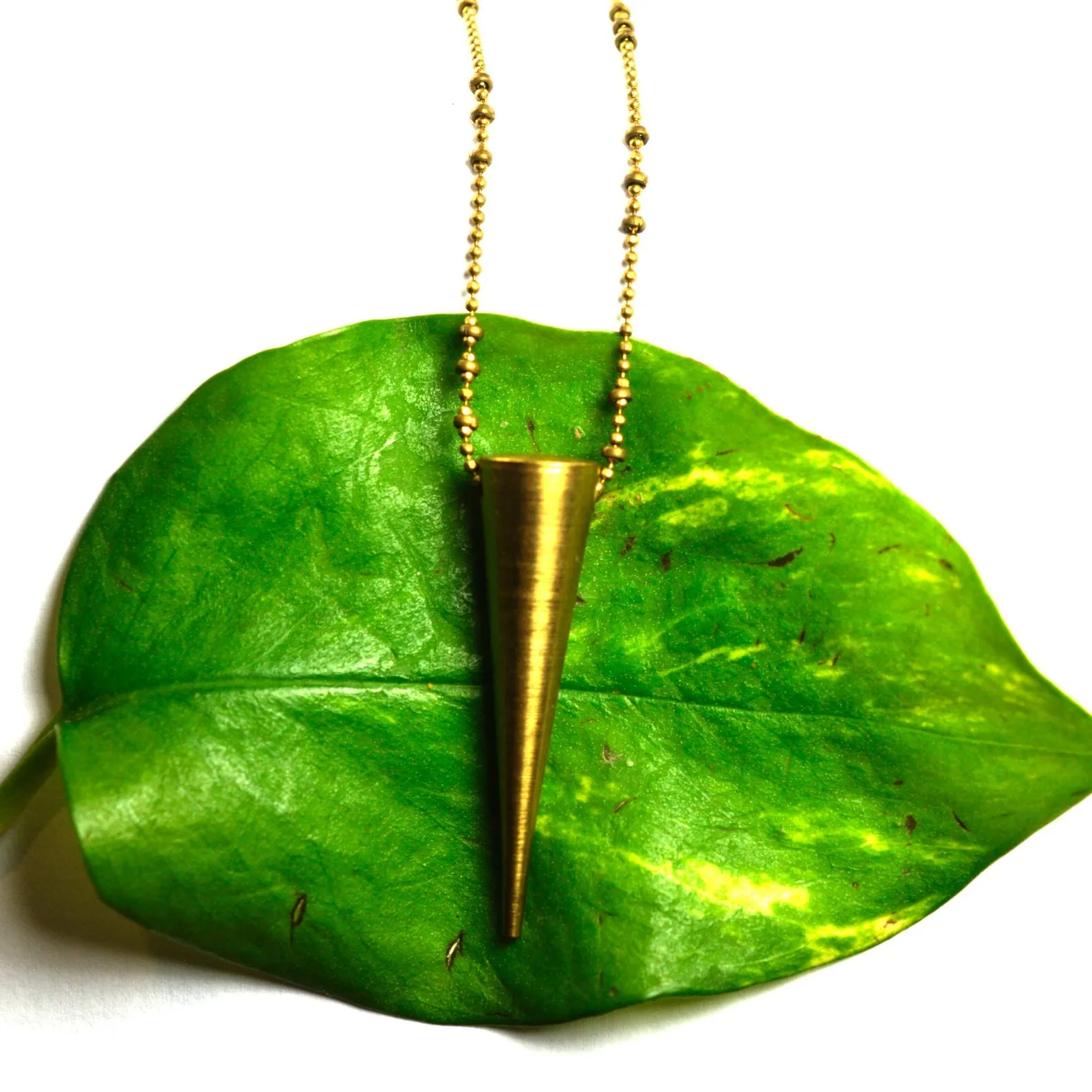 Brass Spike Pendant Necklace