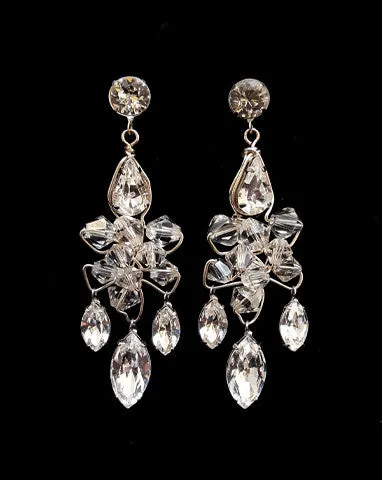 Bridal earrings - soft crystal chandelier - Mahala by Kezani