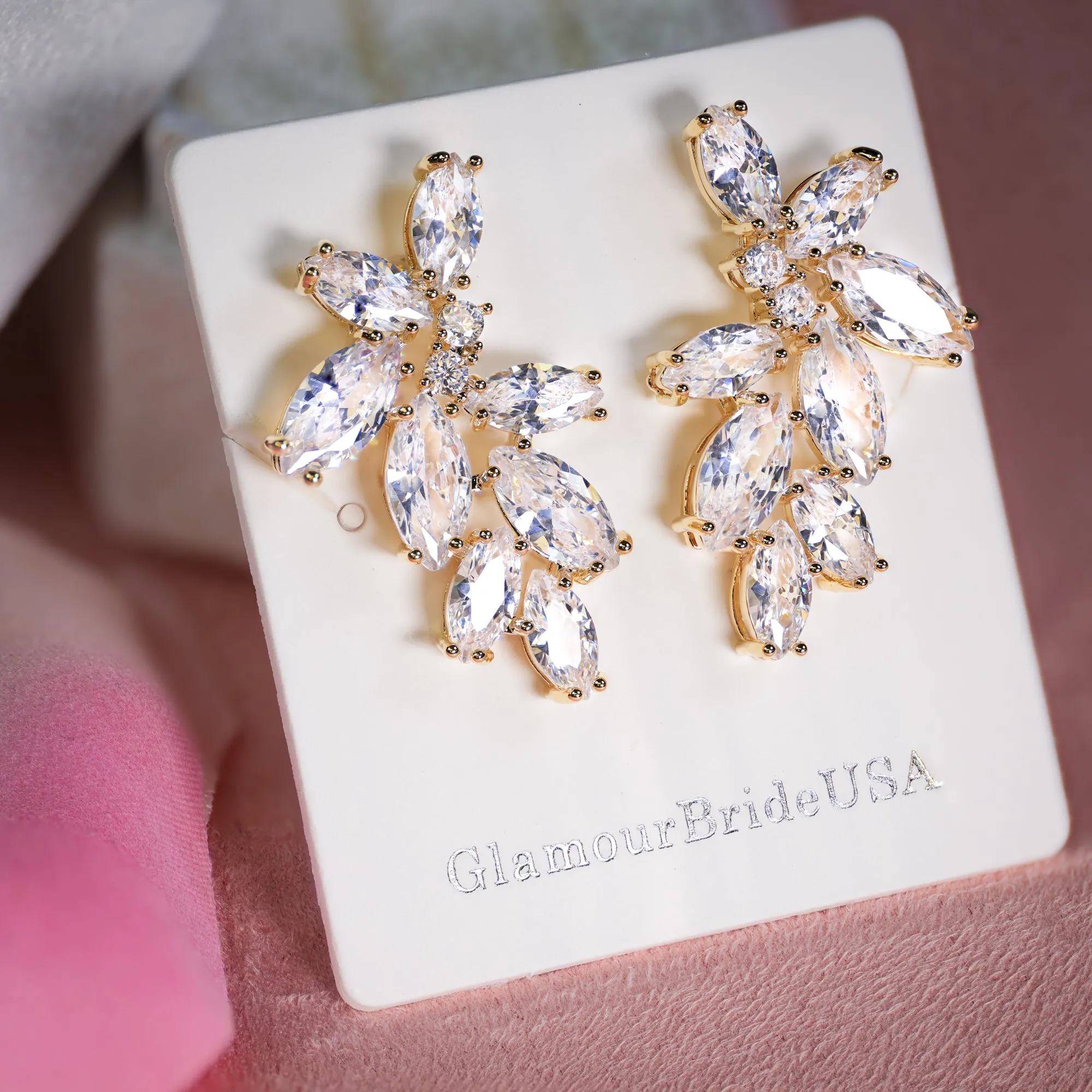 Bridal Leaf Stud Earrings - April