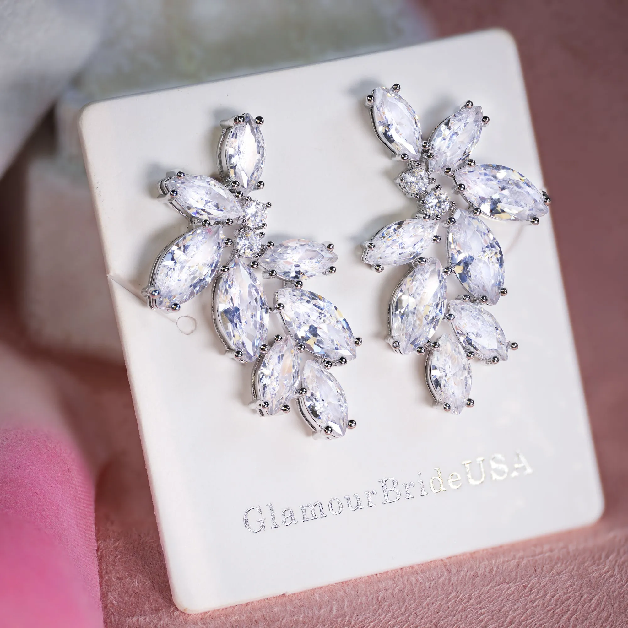 Bridal Leaf Stud Earrings - April
