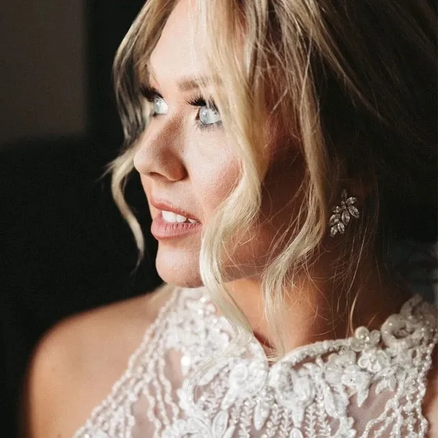 Bridal Leaf Stud Earrings - April
