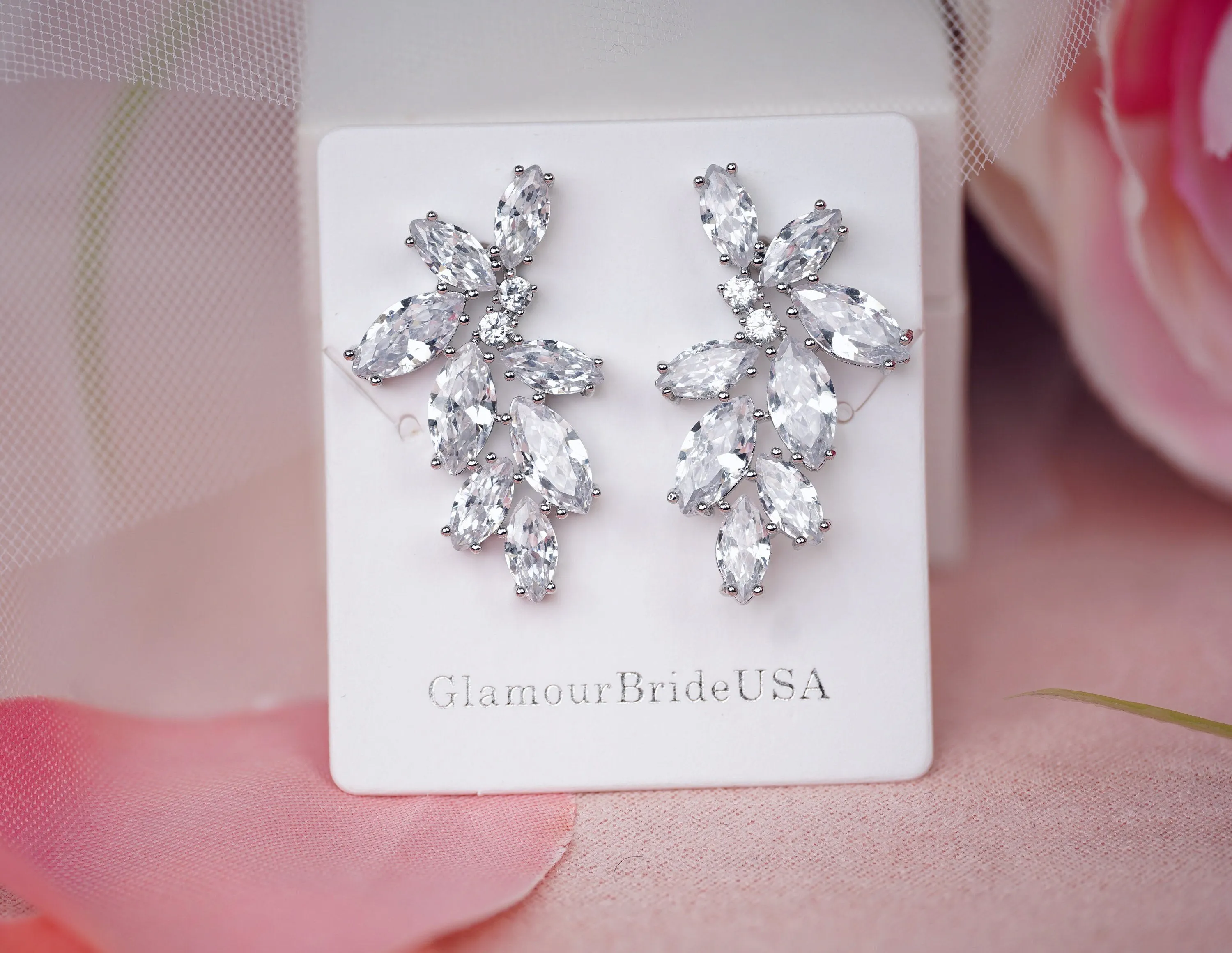 Bridal Leaf Stud Earrings - April