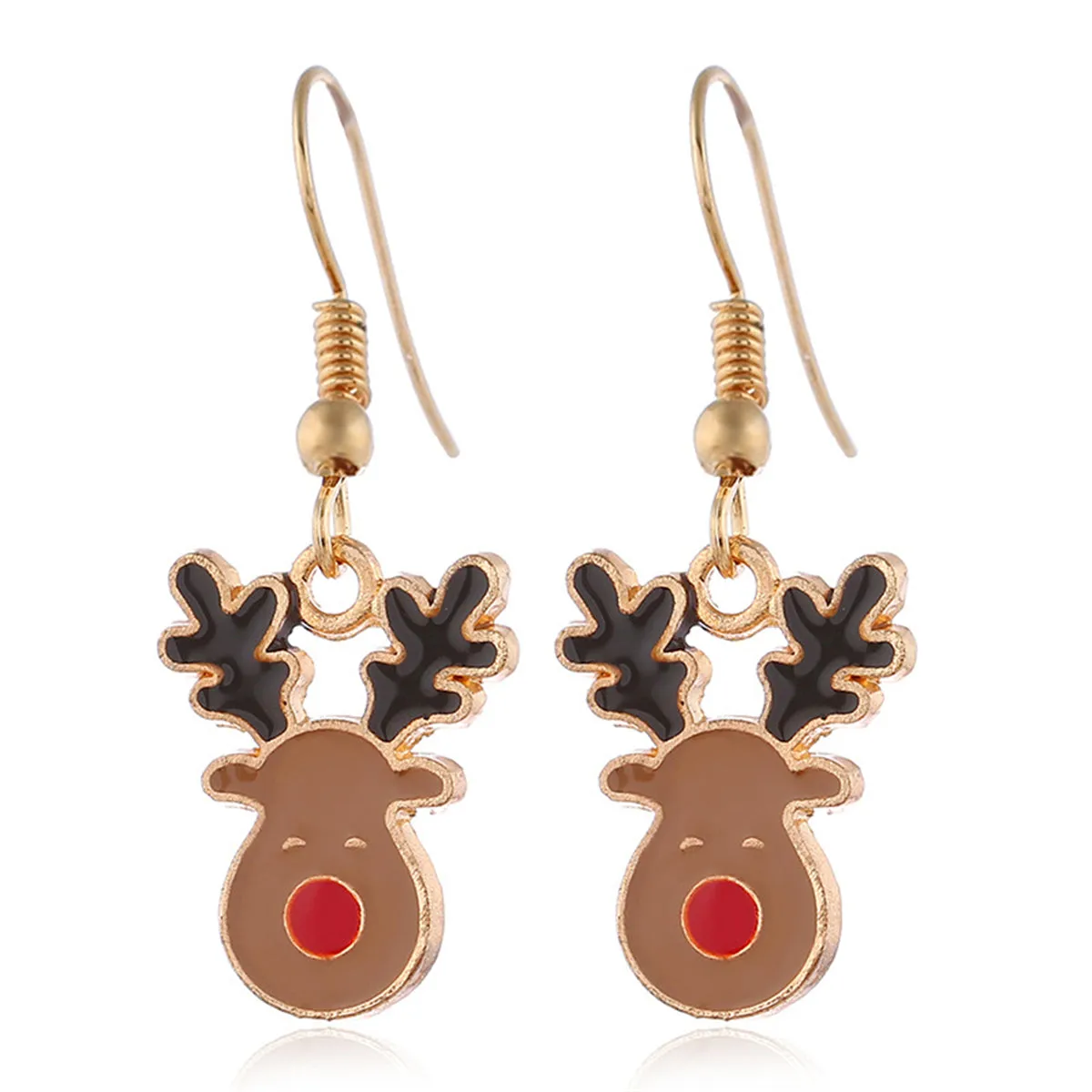 Brown Enamel & 18K Gold-Plated Reindeer Jewelry Set
