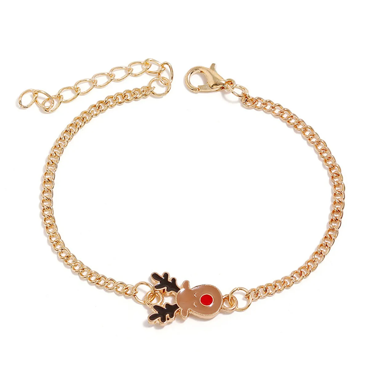 Brown Enamel & 18K Gold-Plated Reindeer Jewelry Set